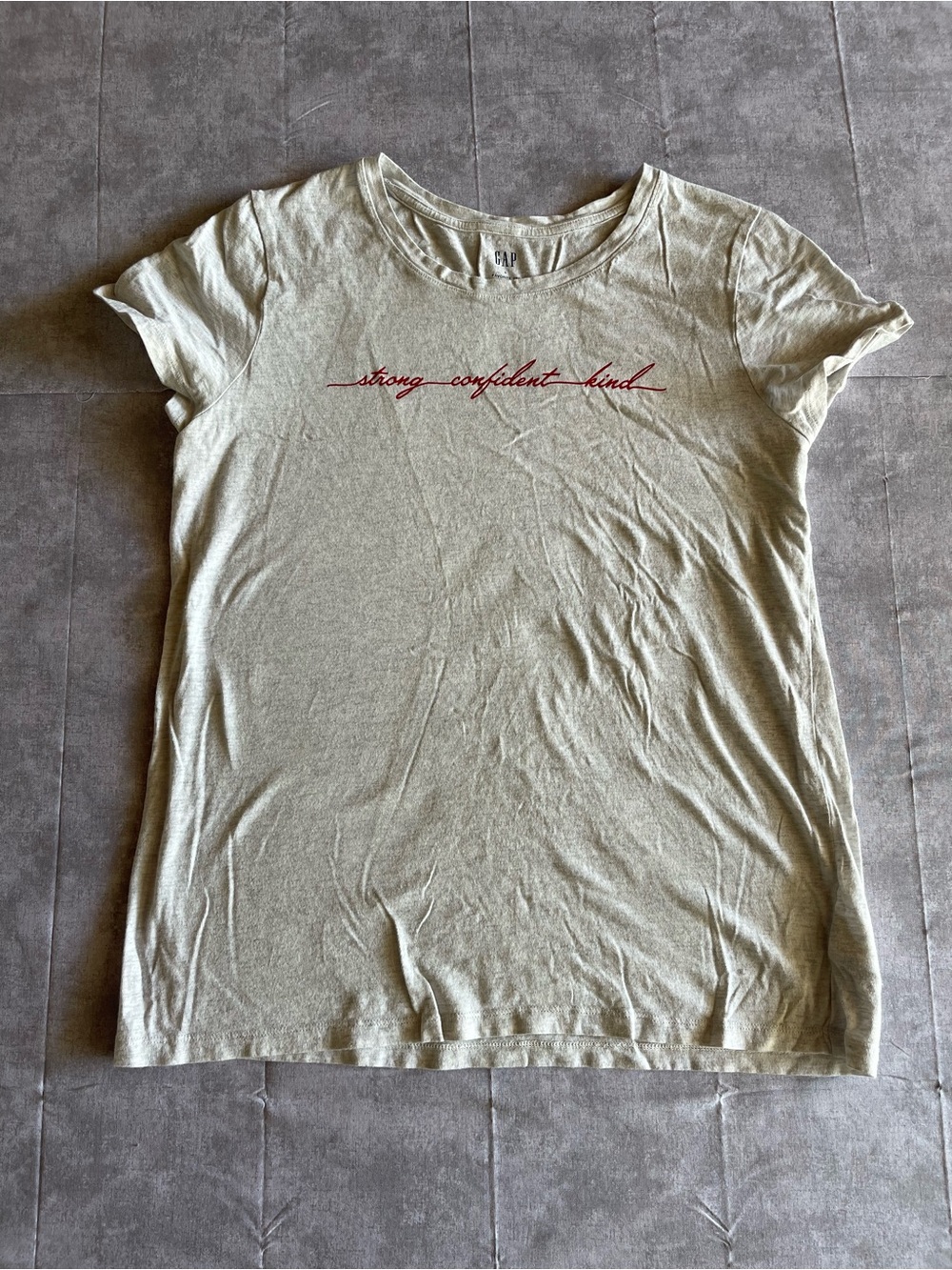 GAP Cream Short-Sleeve Tee with Red Script Graphic